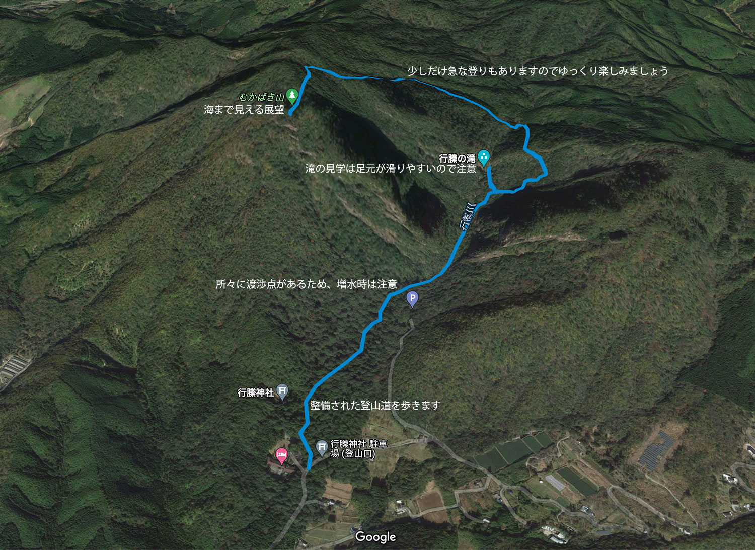 行縢山：雄岳の往復コース