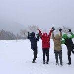 諸塚村の福寿草と黒岳と雪