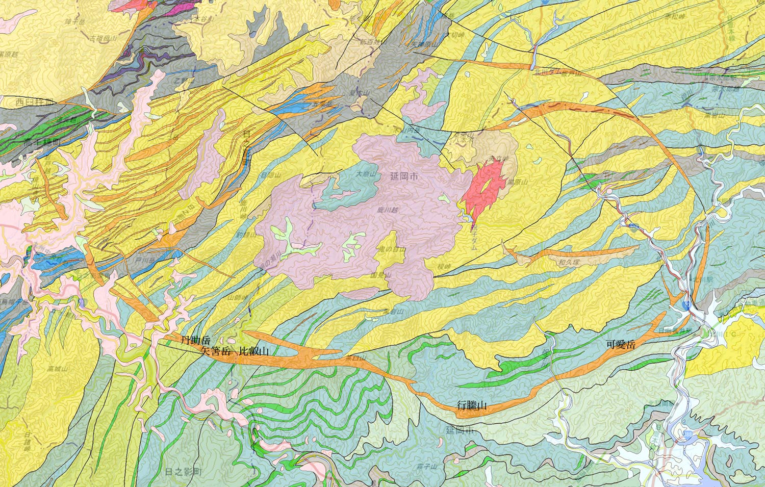 環状岩脈(地質図より)