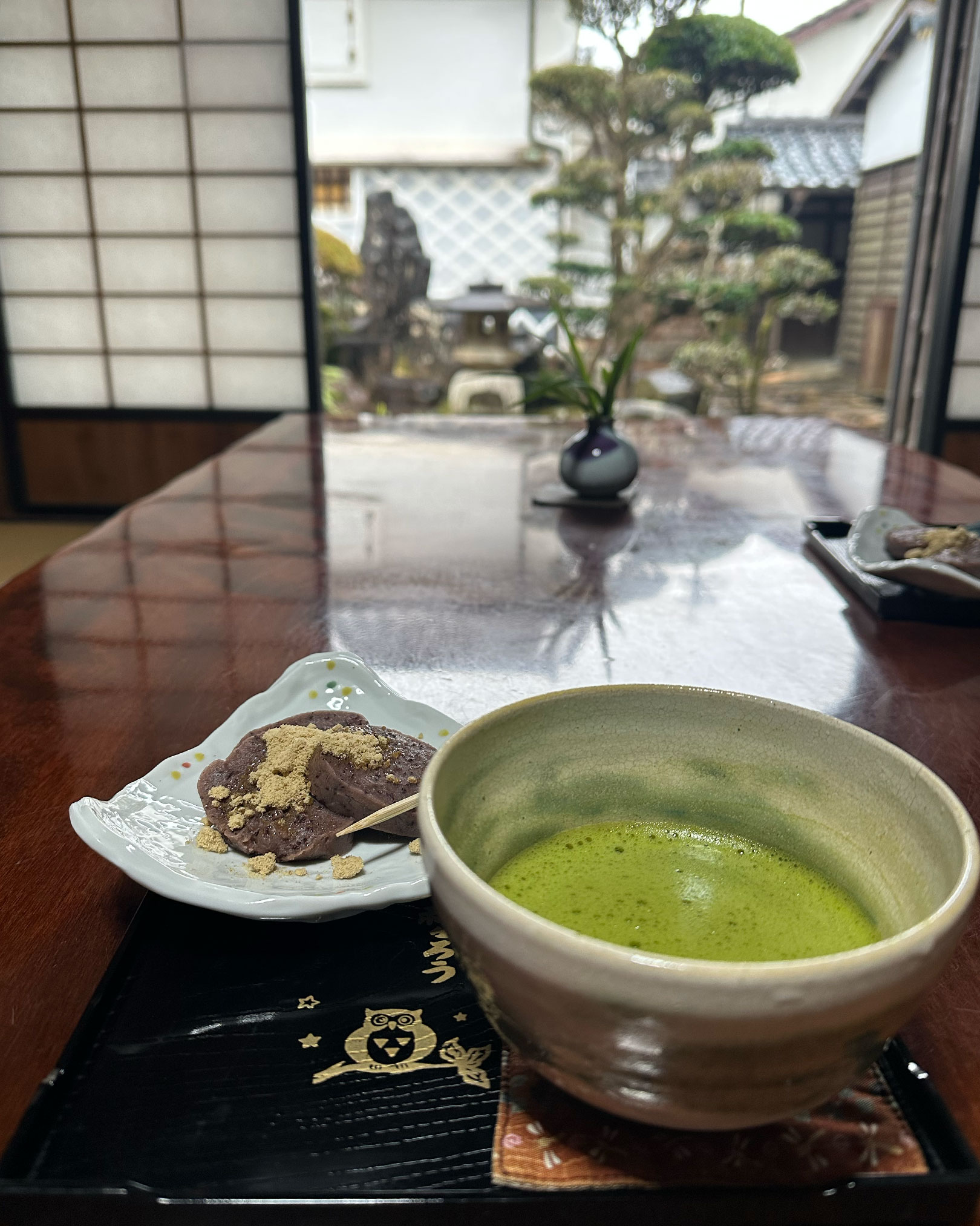 美しい庭、抹茶・団子