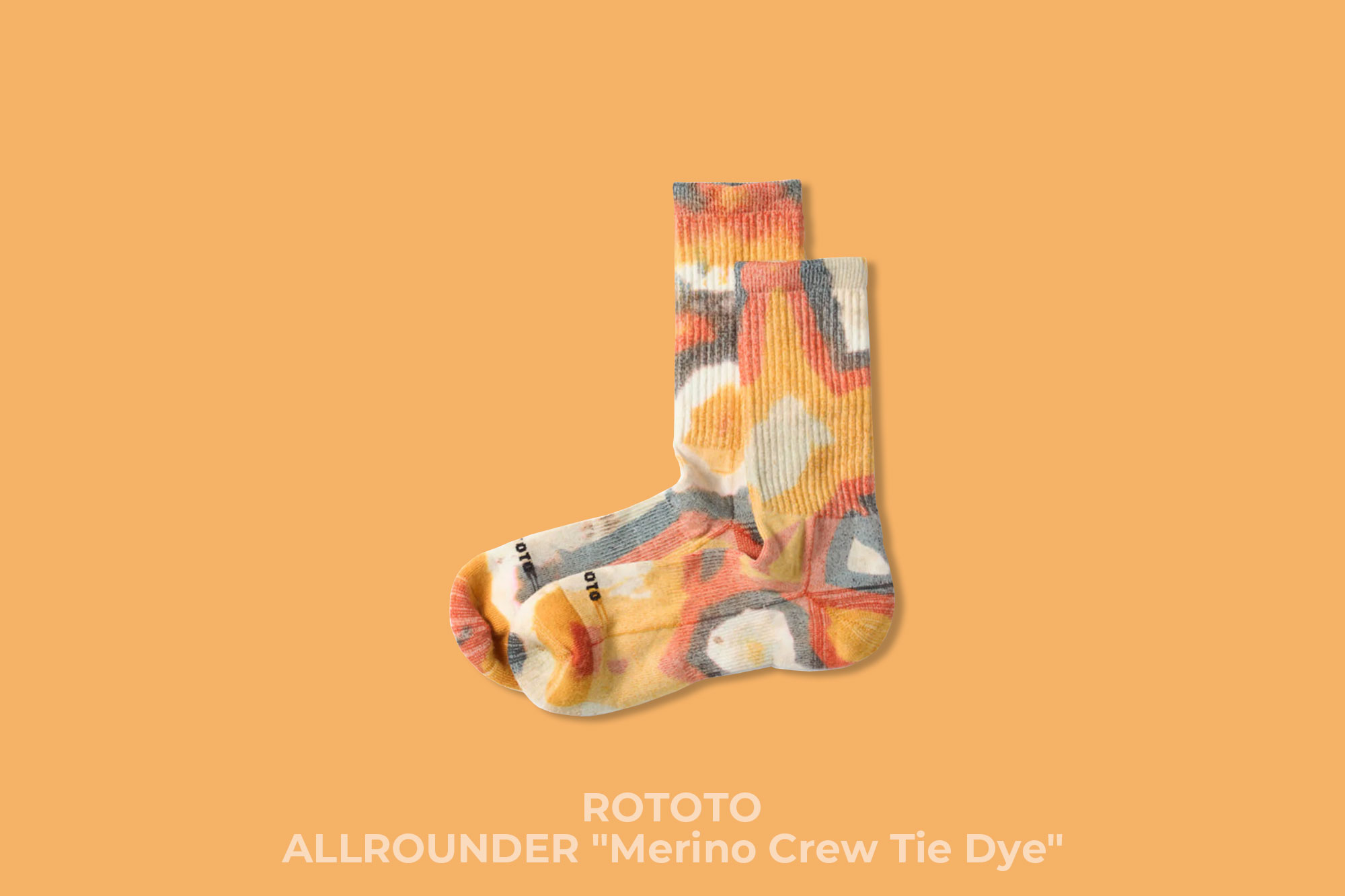 ROTOTO "ALLROUNDER -Merino Crew Tie Dye-" (Yellow/Red)